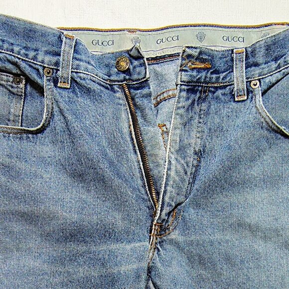 GUCCI 38X29 MEDIUM WASH DENIM JEANS - Picture 1 of 6